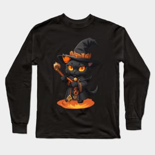 Mystic Mage Cat - Titian Whiskitian Long Sleeve T-Shirt